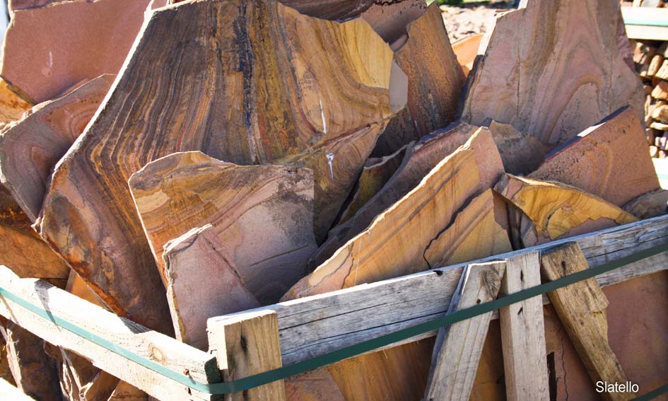 Natural slate paving