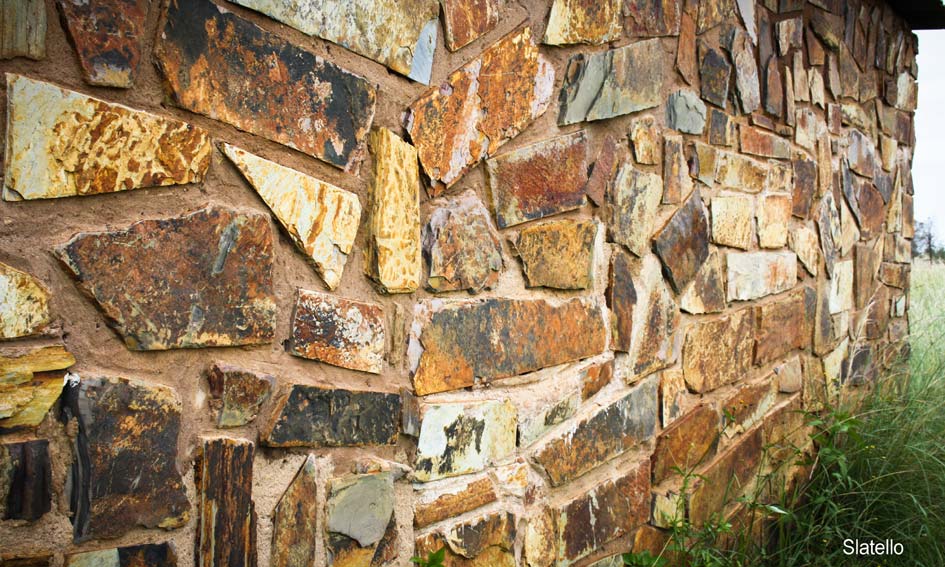 Natural slate paving