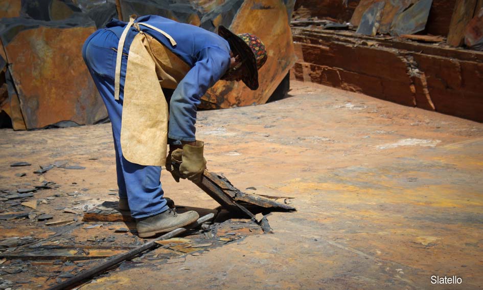 Natural slate paving