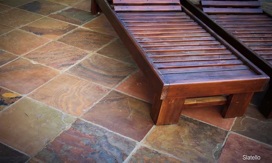 Natural slate paving