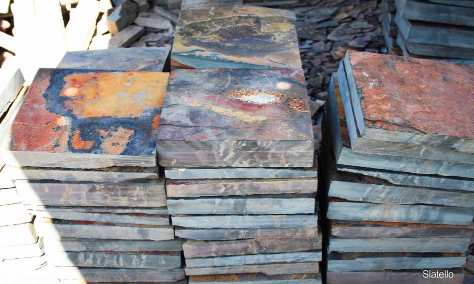 Natural slate paving